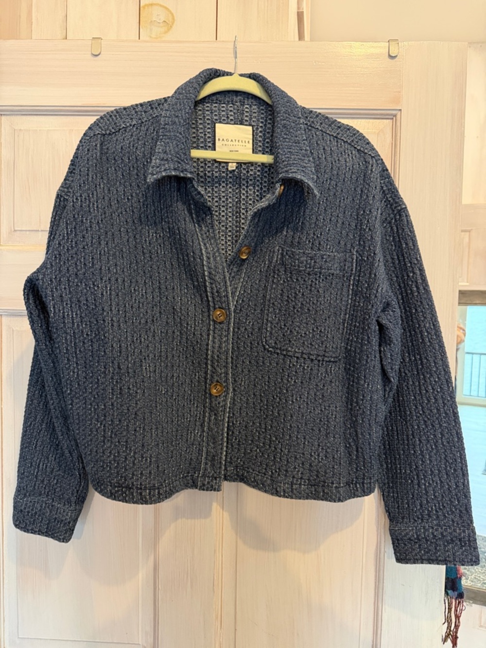 Bagatelle Navy Textured Button-Front Knit Jacket